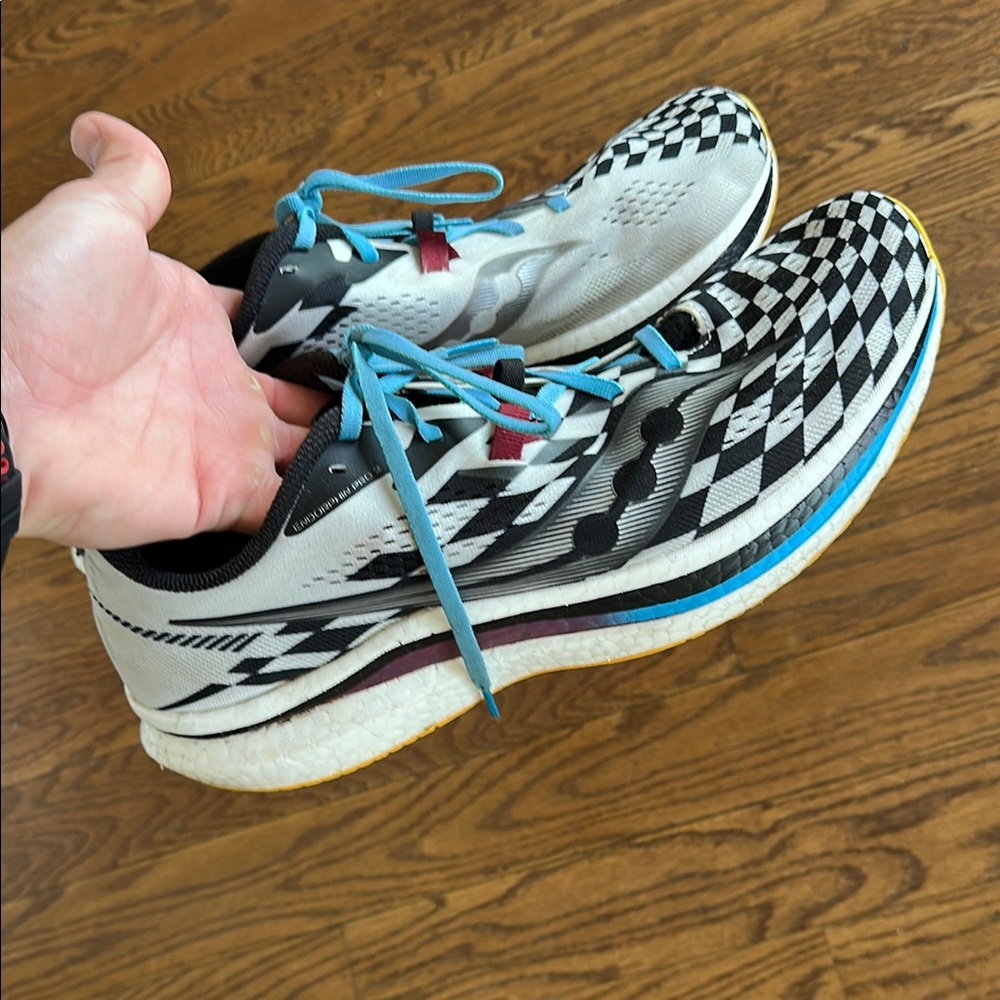 Saucony Black and White Checkered Sneakers